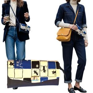 Canvas cat pattern wallet bag wristlet Nwot